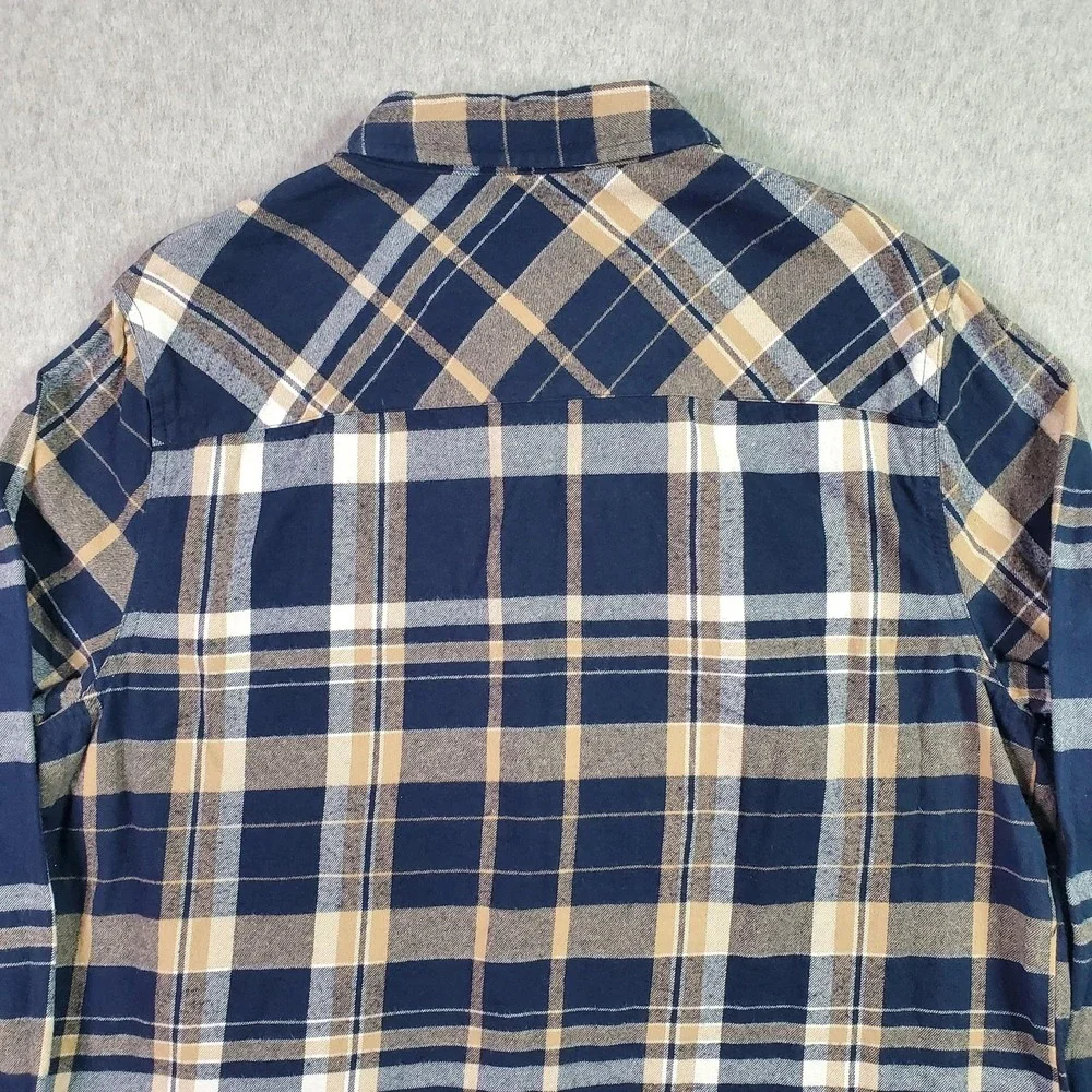 True Religion Shirt Mens Large Blue Plaid Flannel Button Up Long Sleeve Casual